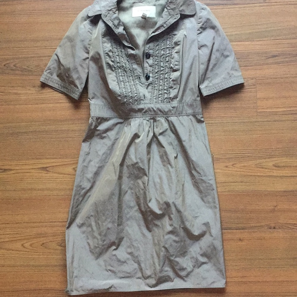 Burberry Ruffle Iredescent dress in taupe-NWOT